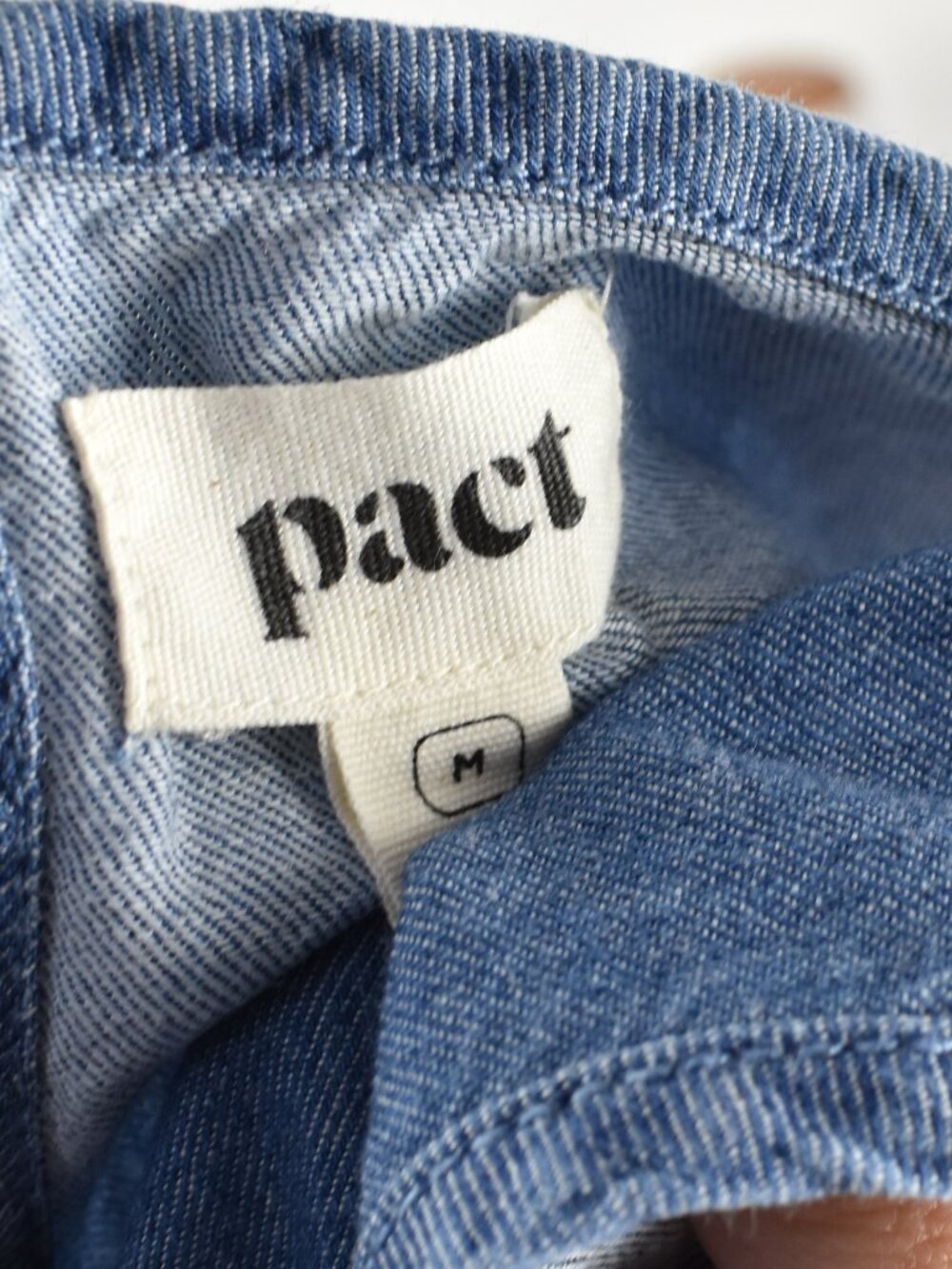 PACT Chambray Sleeveless Drawstring Mini Tank Dress - M - Picture 9 of 9